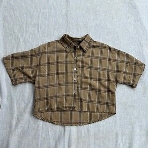 Plaid Brown Crop | size S | button up
